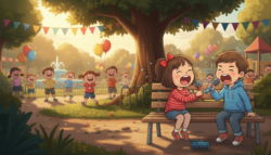 9-Second Visual Puzzle: Find 3 differences in shouting kids image