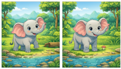 Observation Puzzle: Spot Differences in Elephant Images