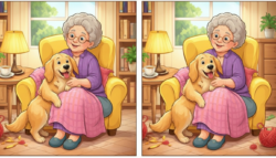 8-Second Spot-the-Difference: Identify 3 Changes in the Grandma and Dog Image